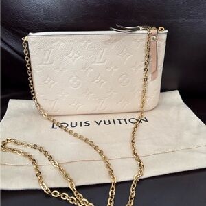 Louis Vuitton Beige Clutch with Gold Chain
